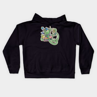 Octopus reading books Kids Hoodie